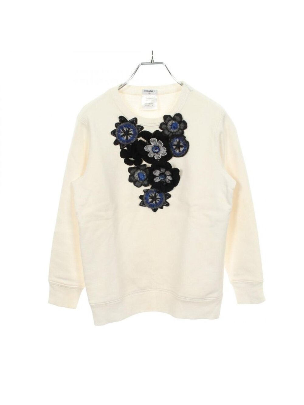 Chanel Sweatshirt CC Logo Button Camellia with Corsage Cotton Wool